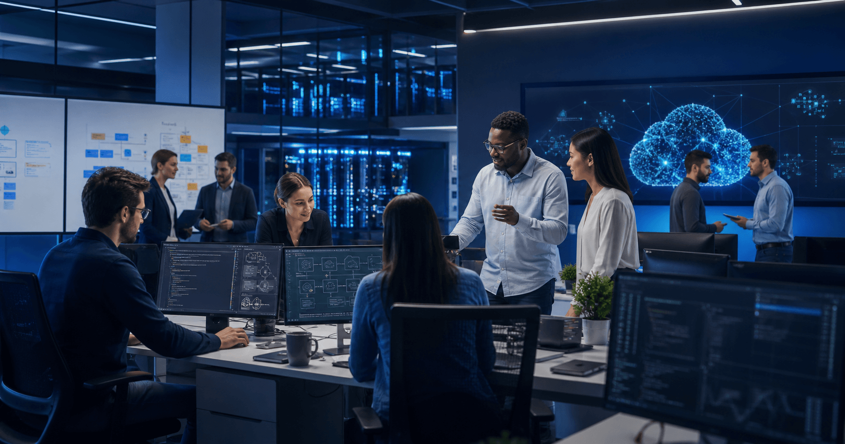 Consultants SISENT autour de projets digitaux cloud, data, DevOps et IA